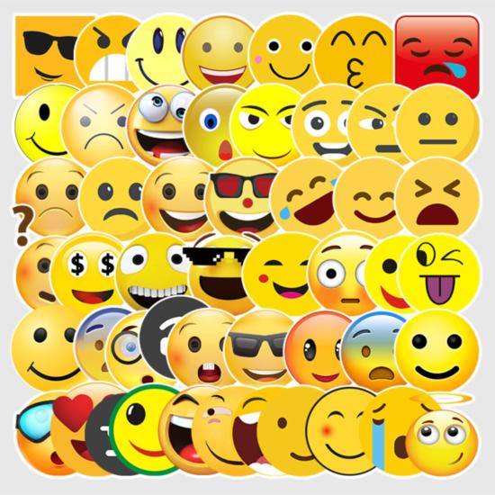 50 Adet Tekrarsız Emojiler Kalite Pvc Sticker Süs 07