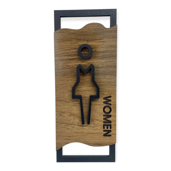 Ahşap Desenli Modern Erkek Kadın Wc Tuvalet Yönlendirme Levhası Ofis Iş Duvar Dekor