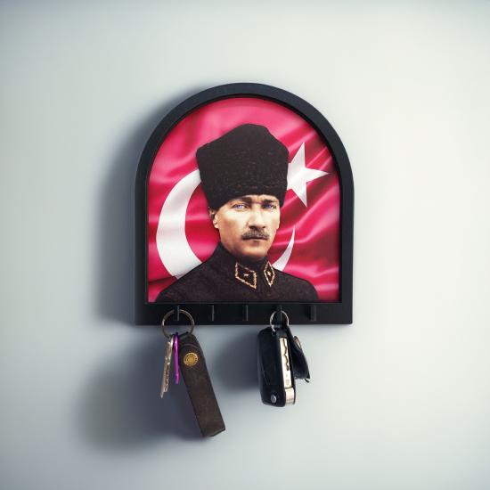 Kabartma Tasarım Atatürk Bayrak Tema Anahtarlık