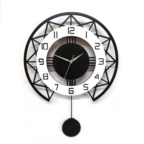 Siyah Beyaz Stil Tasarım 40 cm Sarkaç Saat