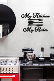Dekoratif My Kitchen My Rules Mutfak Duvar Dekoru Tablo