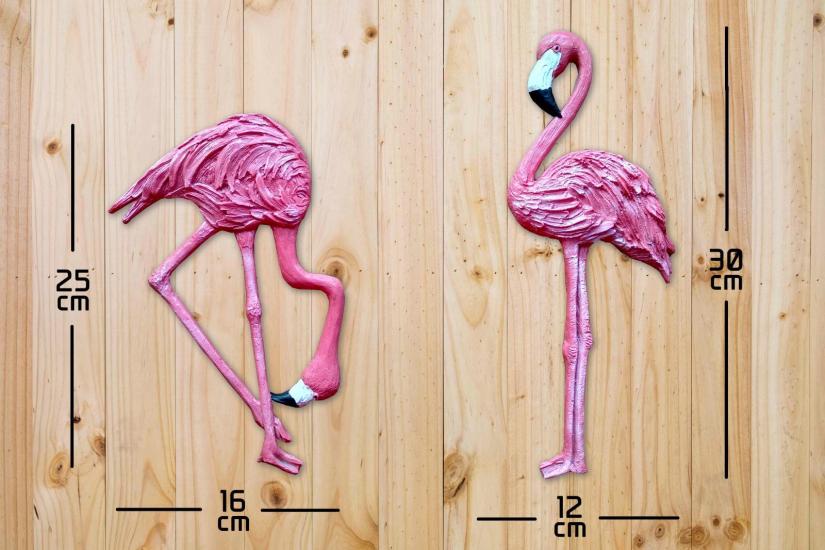 Pembe İkili Flamingo Duvar Süsü Ev Duvar Biblo Aksesuar