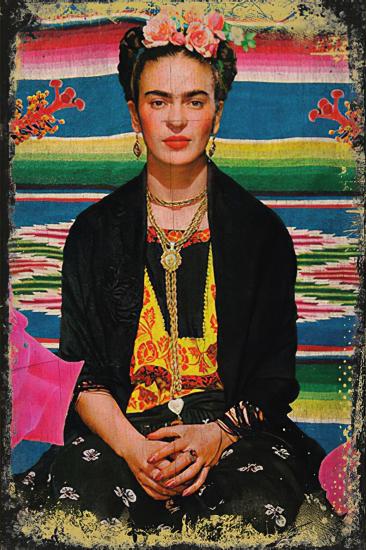 Retro Ahşap Plaka Renkli Frida 20x30 cm