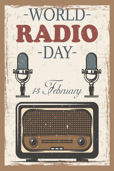 Retro Ahşap Plaka Dünya Radyo Günü