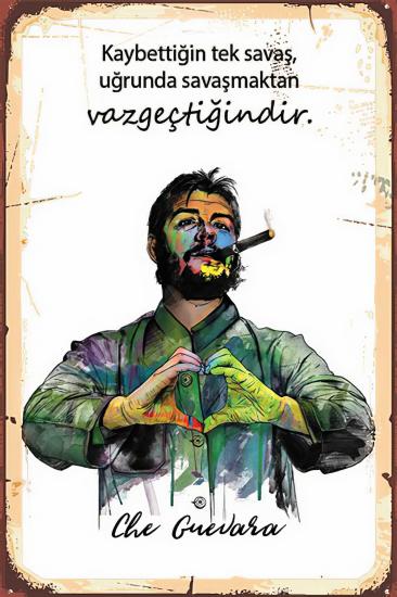 Retro Ahşap Plaka Che Guevara 20x30 cm