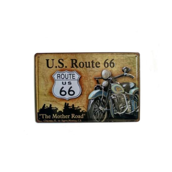 Route 66 Yatay Motosiklet Temalı Plaka