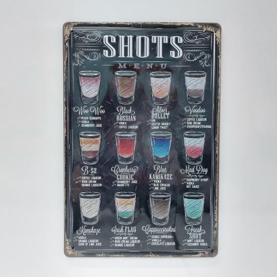 Shots Alkollü İçecekler Temalı 20x30 Plaka