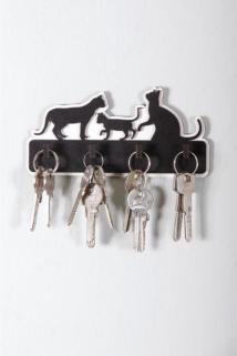 Dekoratif Oynayan Kediler Ahşap Anahtarlık Anahtar Askı