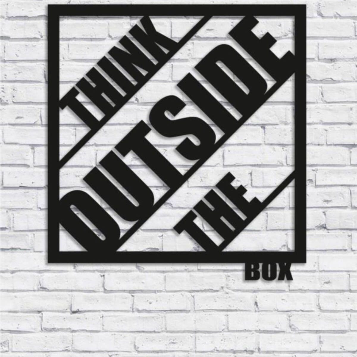 Think%20Outside%20The%20Box%20Yazılı%20Modern%20Ahşap%20Tablo%20Duvar%20Süs